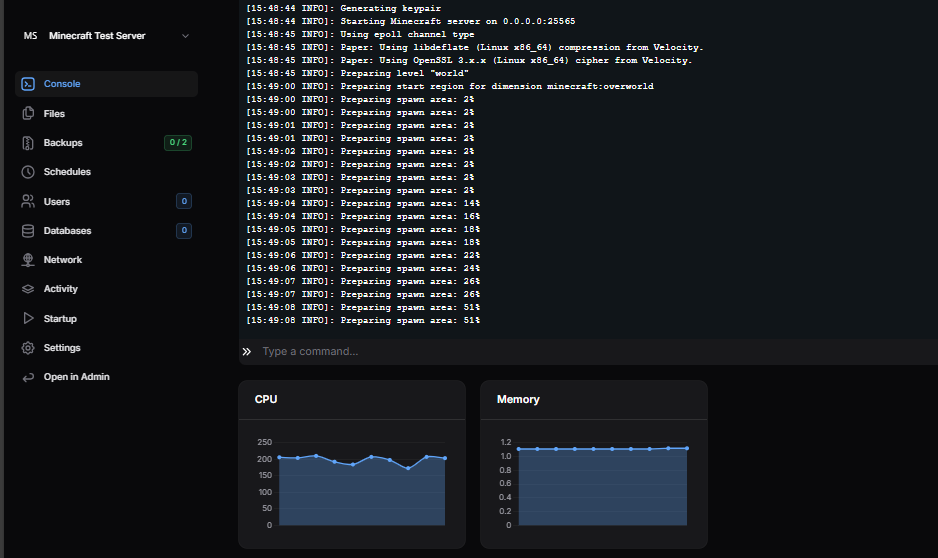 Minecraft Server Control Panel